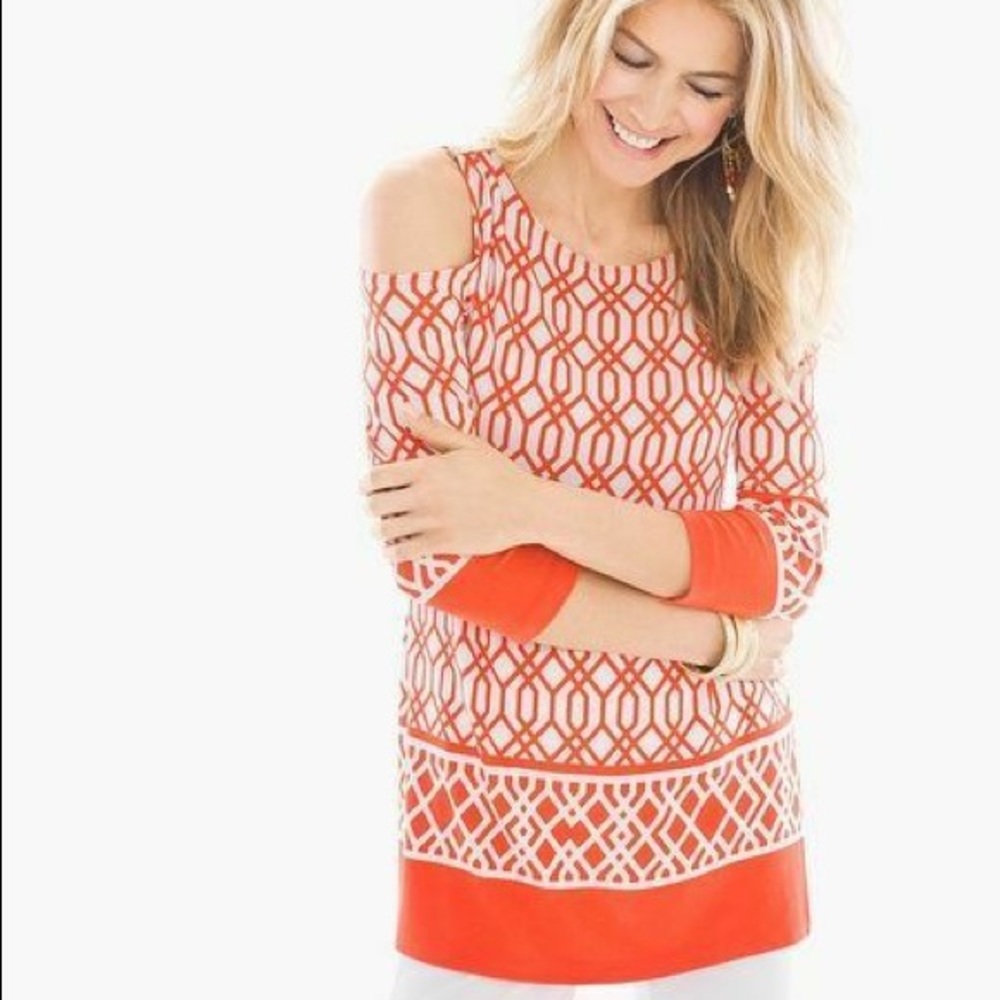 Chico’s Travelers Vibrant Cold-Shoulder Top